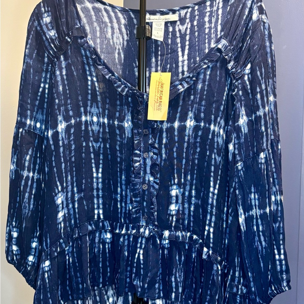 NWT’s American Rag Navy Tie-Dye Blouse